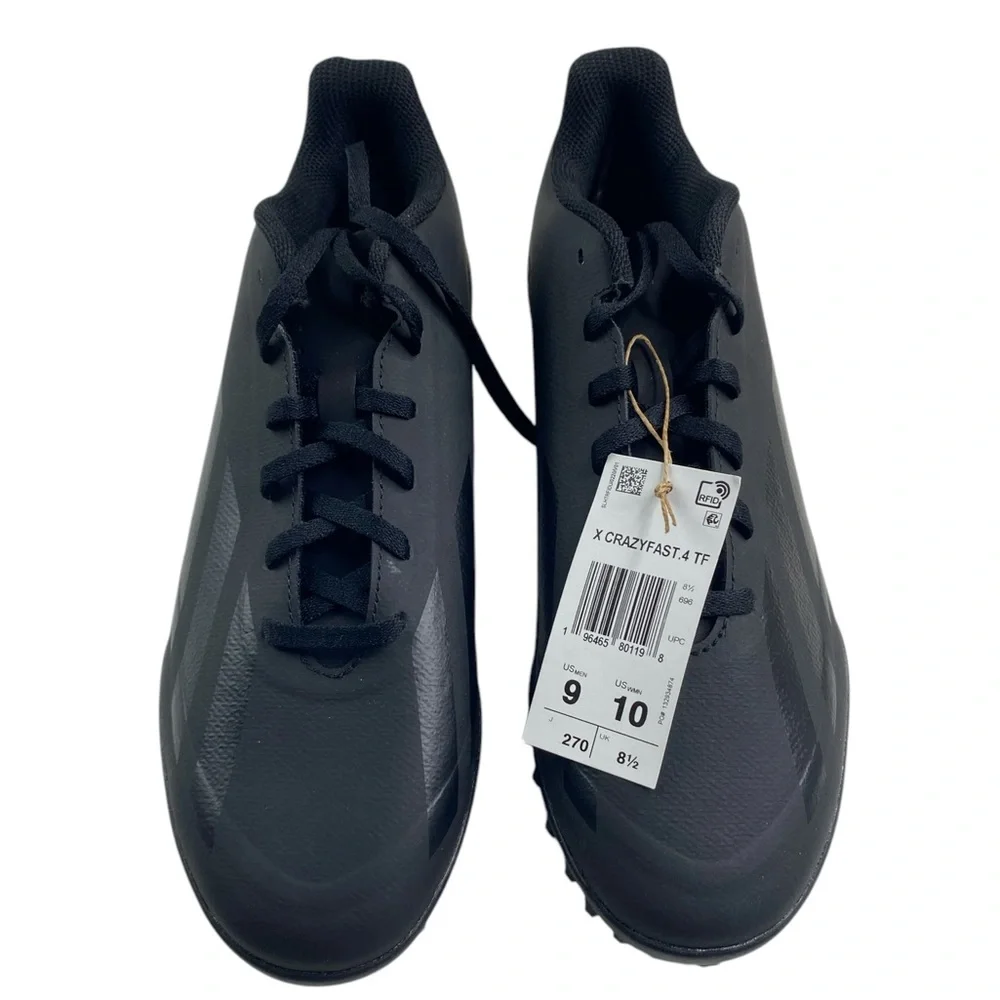 NWT ADIDAS X CRAZYFAST.4 TF SOCCER SNEAKER Black Mens 9
